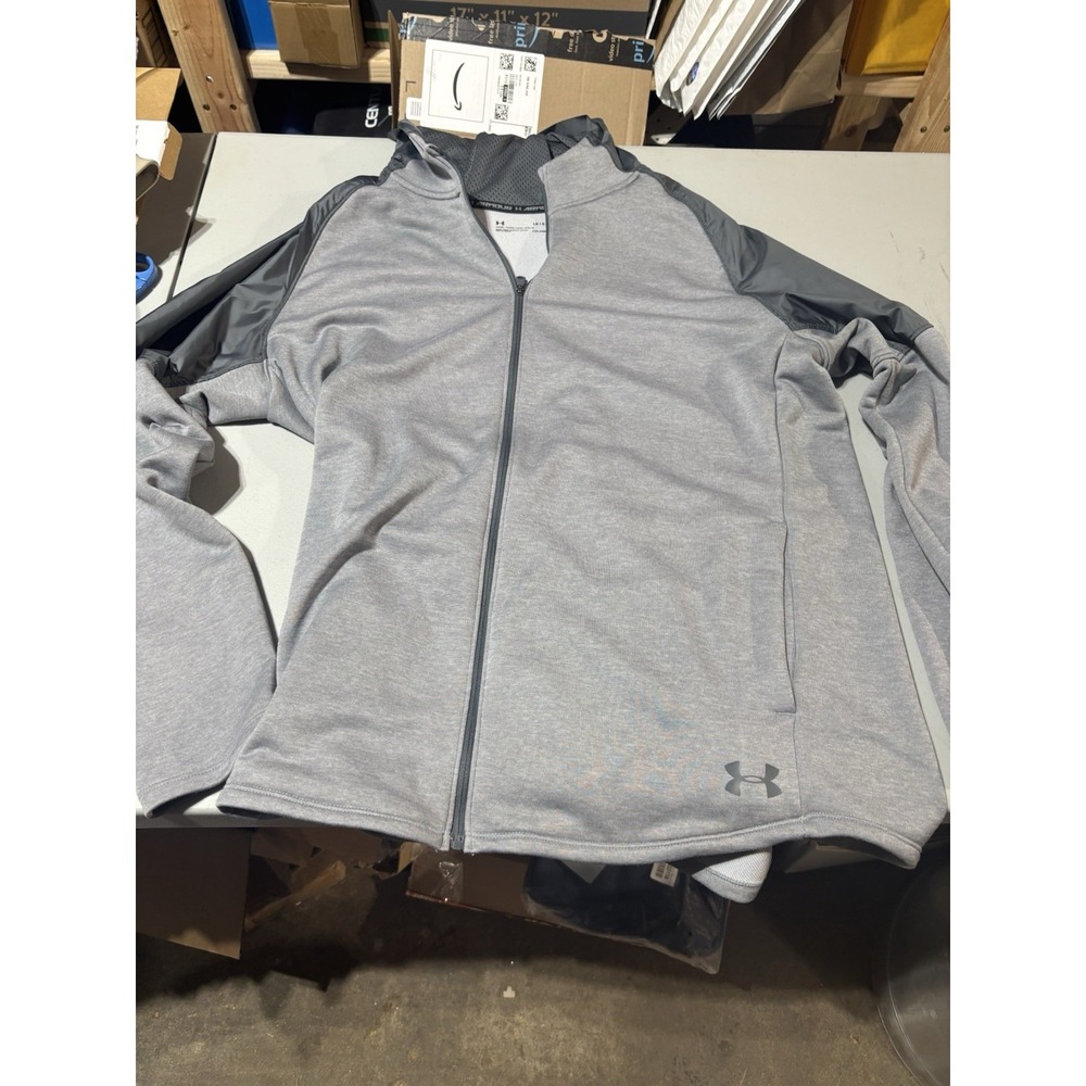 Under Armour Gray Loose Coldgear Jacket Mens Full Zip‎ Lg